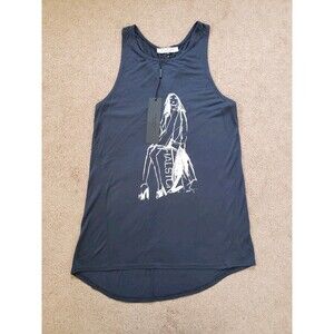 Halston Heritage Nwt Women's Tank Top Twist Back Graphic Gray Charcoal Size Med